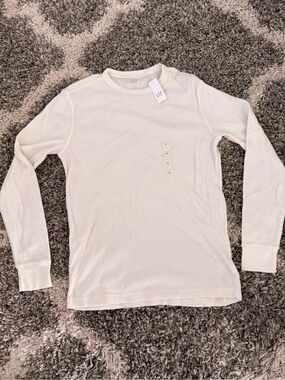 GAP Cream Waffle-Knit Long Sleeve Tee